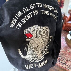 Vintage “Souvenier” Vietnam  War Embroidered Velvet Jacket.